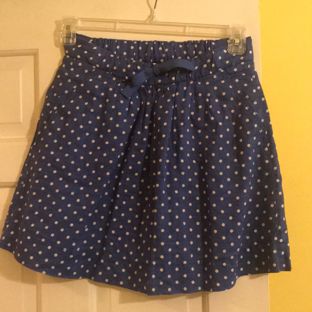 Blue polka dotted skirt